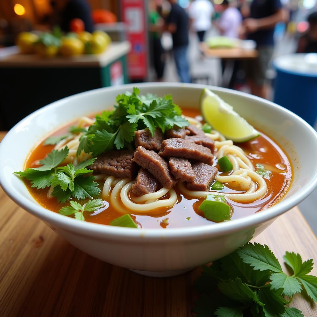 A steaming bowl of Halal Vietnamese Pho in Saigon