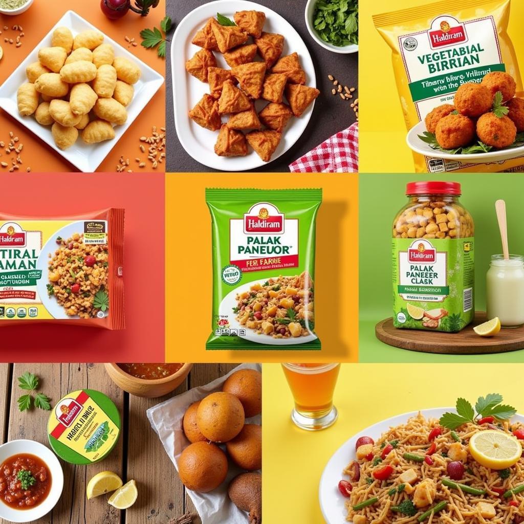 Assortment of Haldiram's vegetarian frozen food options.