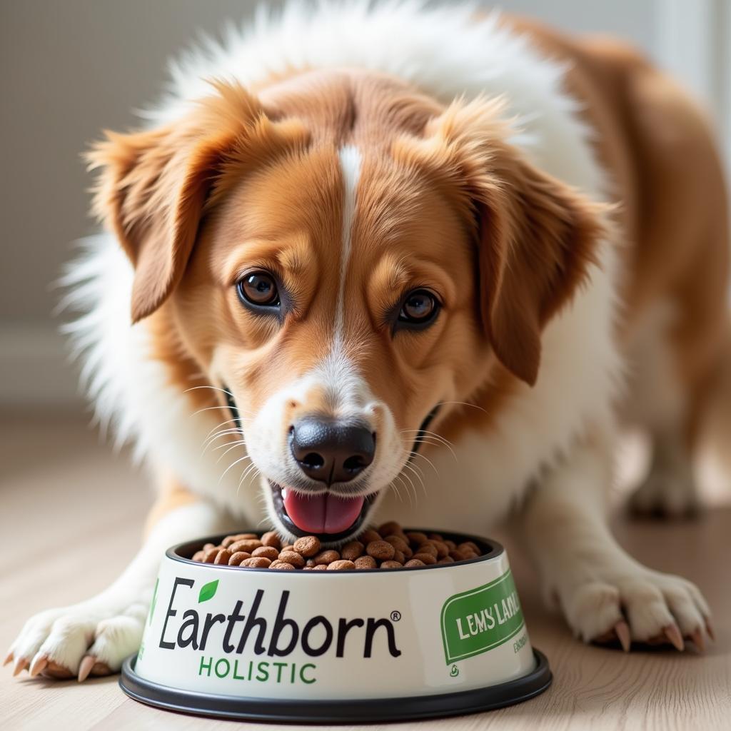 Happy Dog Eating Earthborn Holistic Lamb