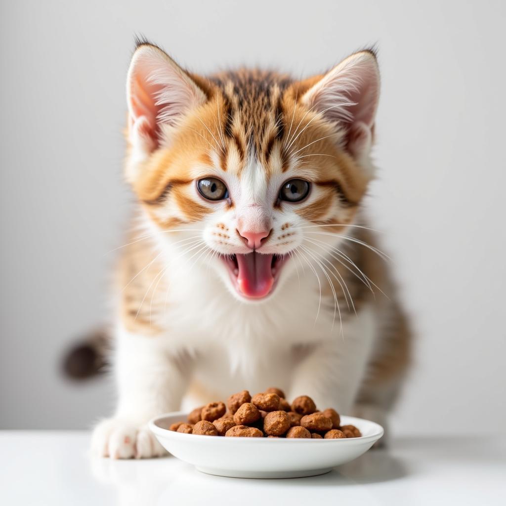 Happy Kitten Eating Heartland Farms