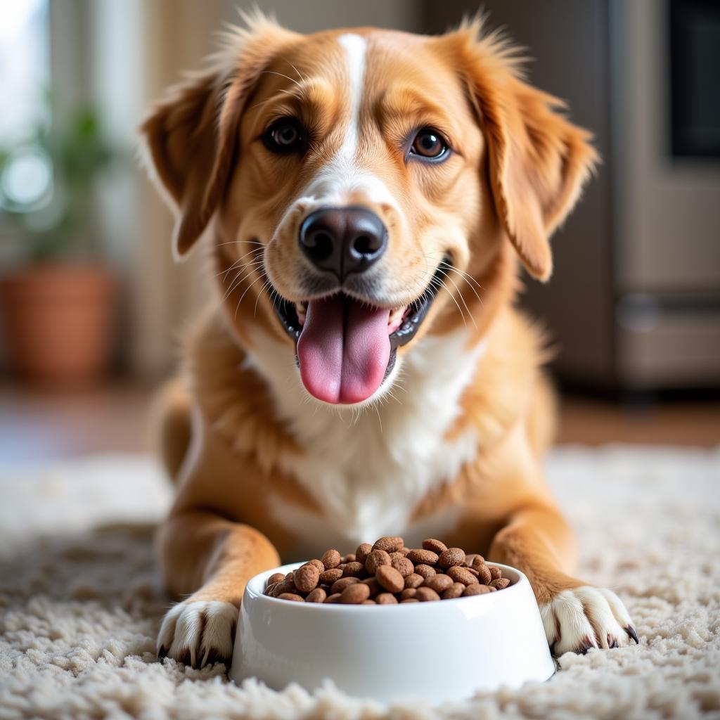 A Healthy Dog Enjoying Professional Food