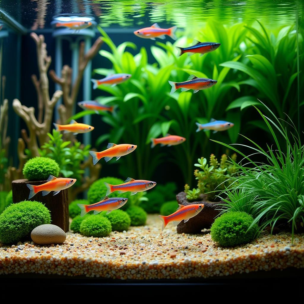 Healthy Neon Tetra Tank with Proper Diet