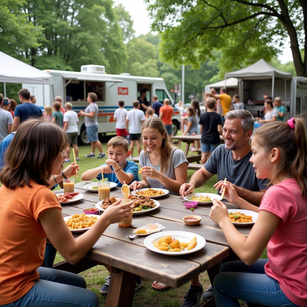 Families enjoying food truck festival in Hickory NC