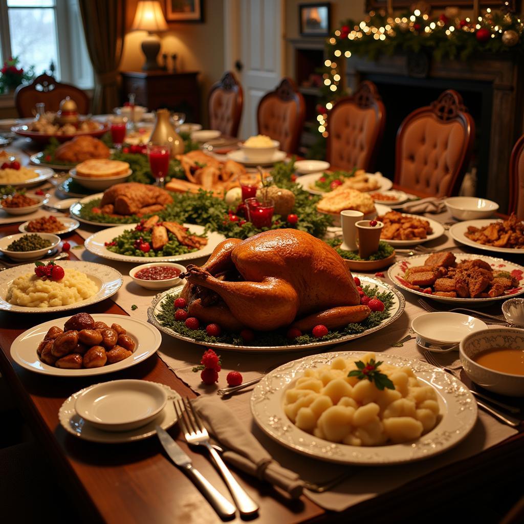 Christmas Dinner Spread in New Salisbury, Indiana