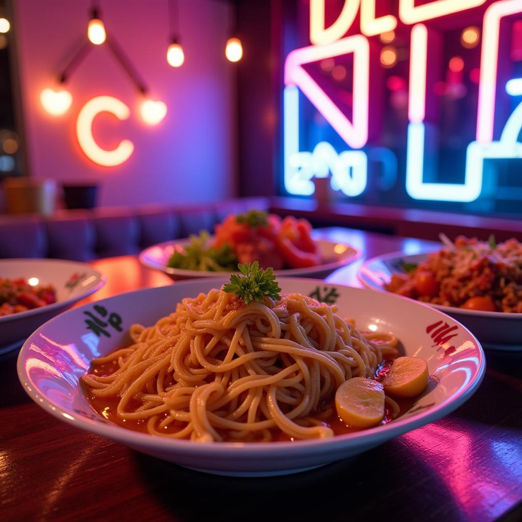 Hotteok and Ramyeon on K-Pop Themed Table