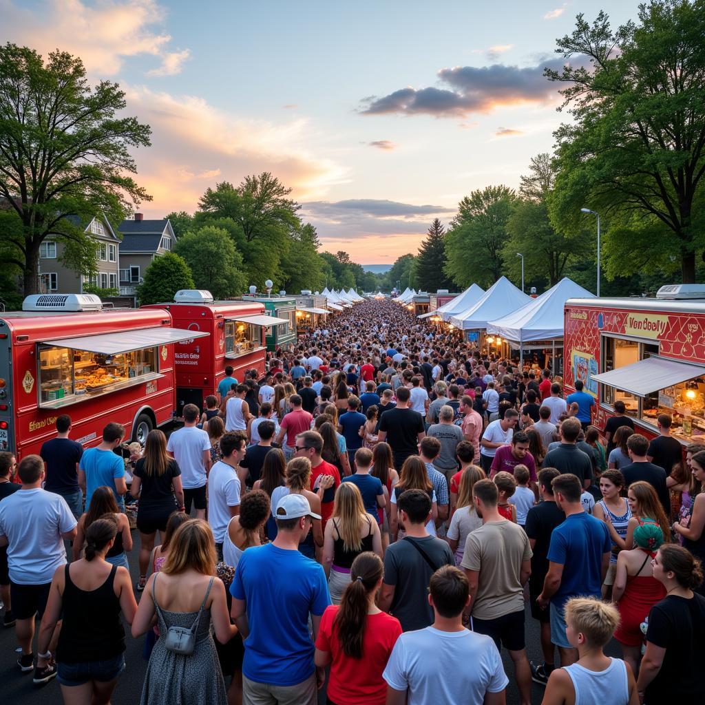 Crowds enjoying the food and atmosphere at the Hudson Valley Food Truck Festival