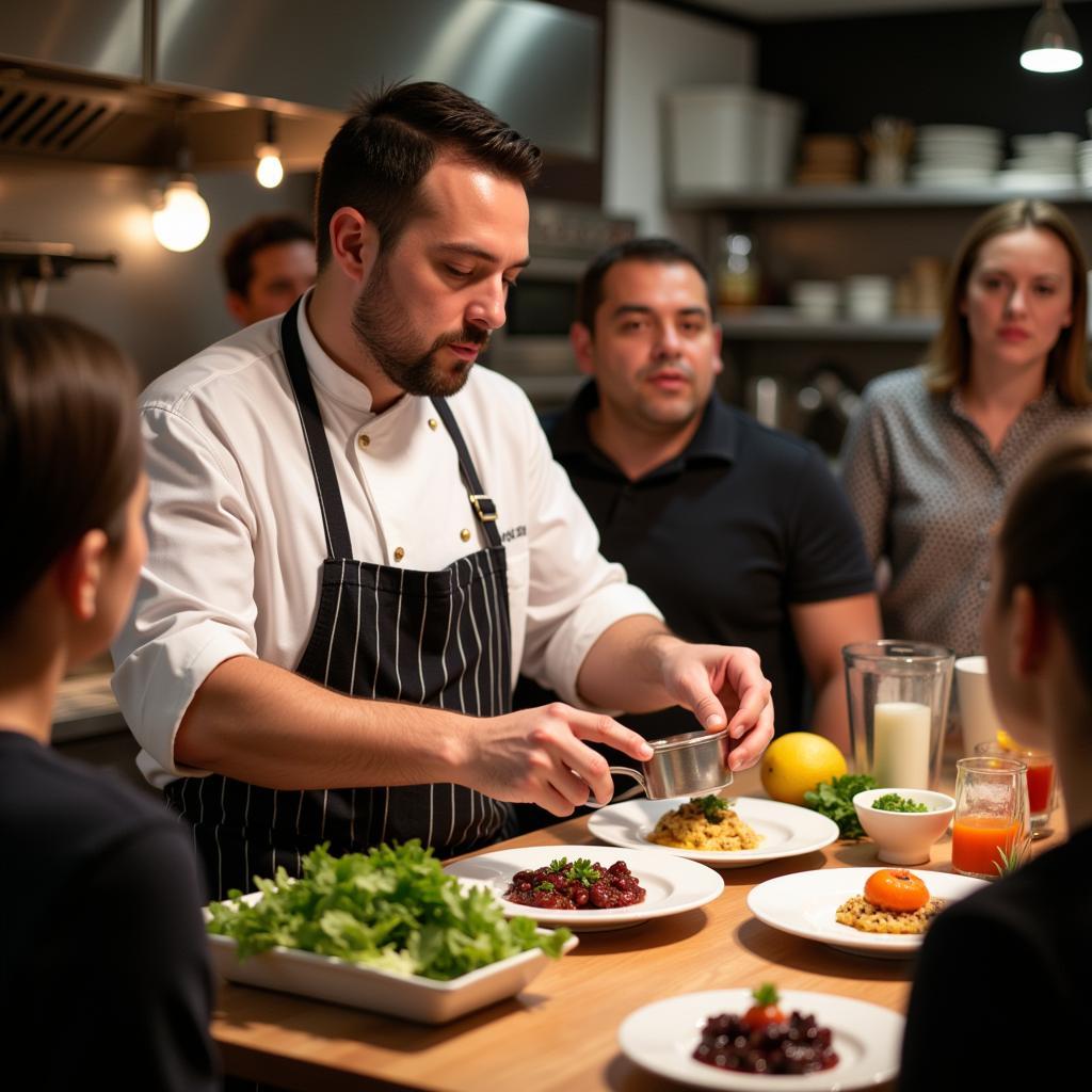 A chef demonstrating a dish at the Hudson Valley Food and Wine Festival.