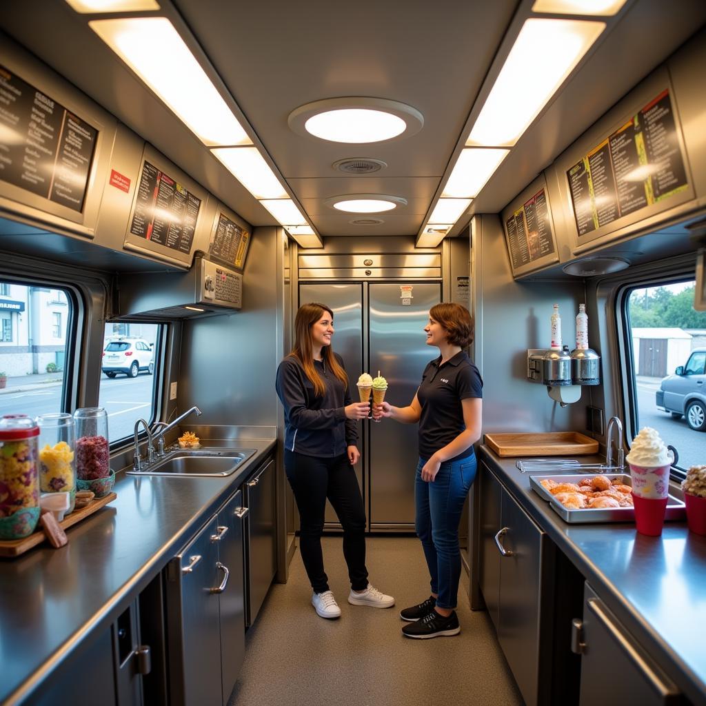 Well-Equipped Ice Cream Trailer Interior