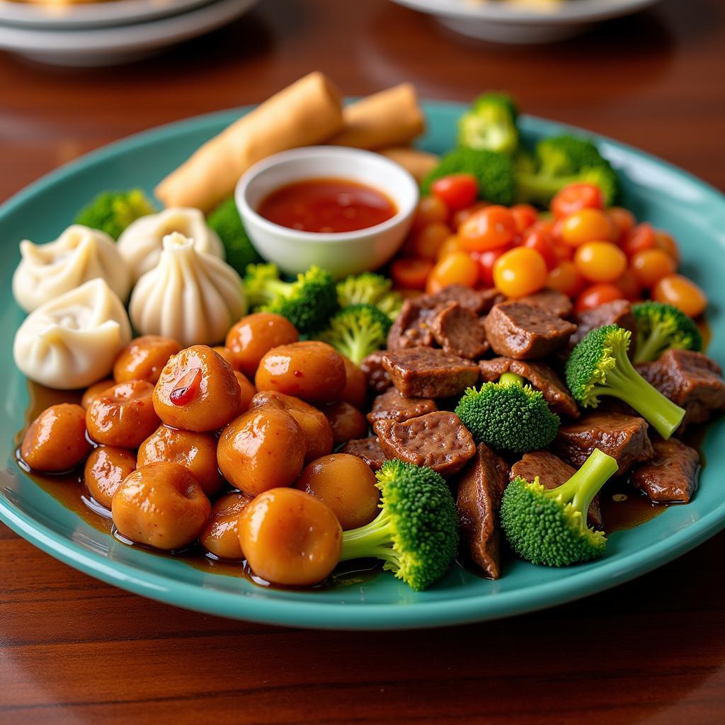 A platter of assorted Chinese dishes in Inverness