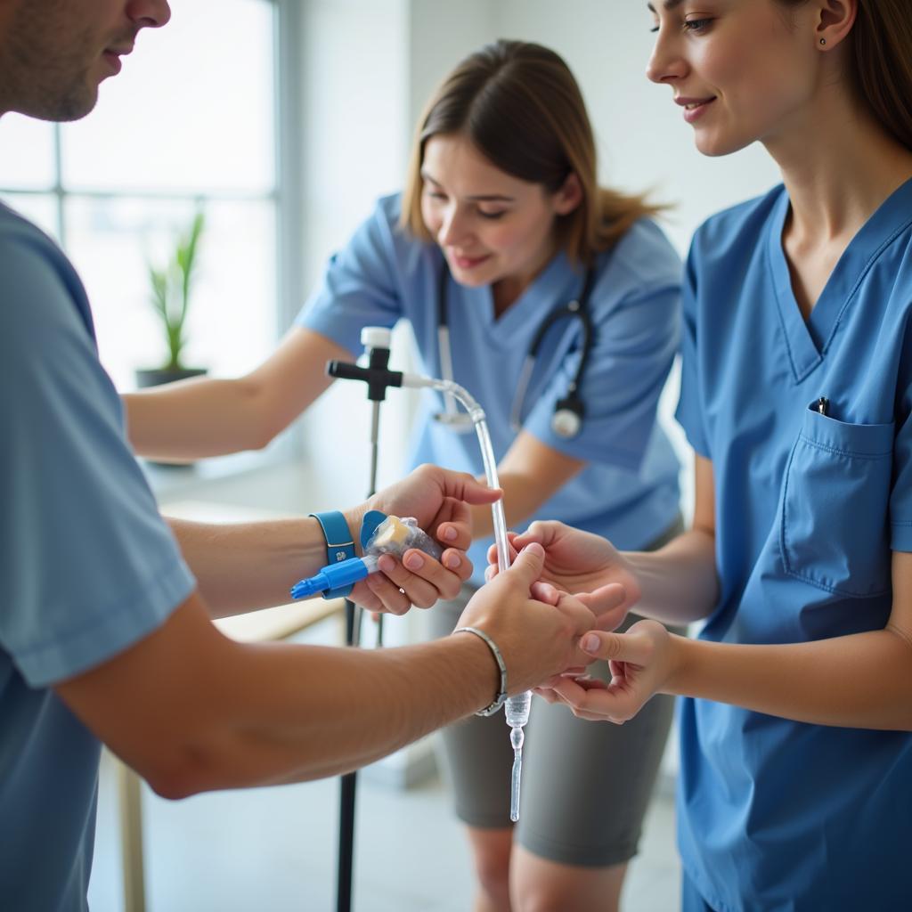 Receiving IV Fluids for Dehydration