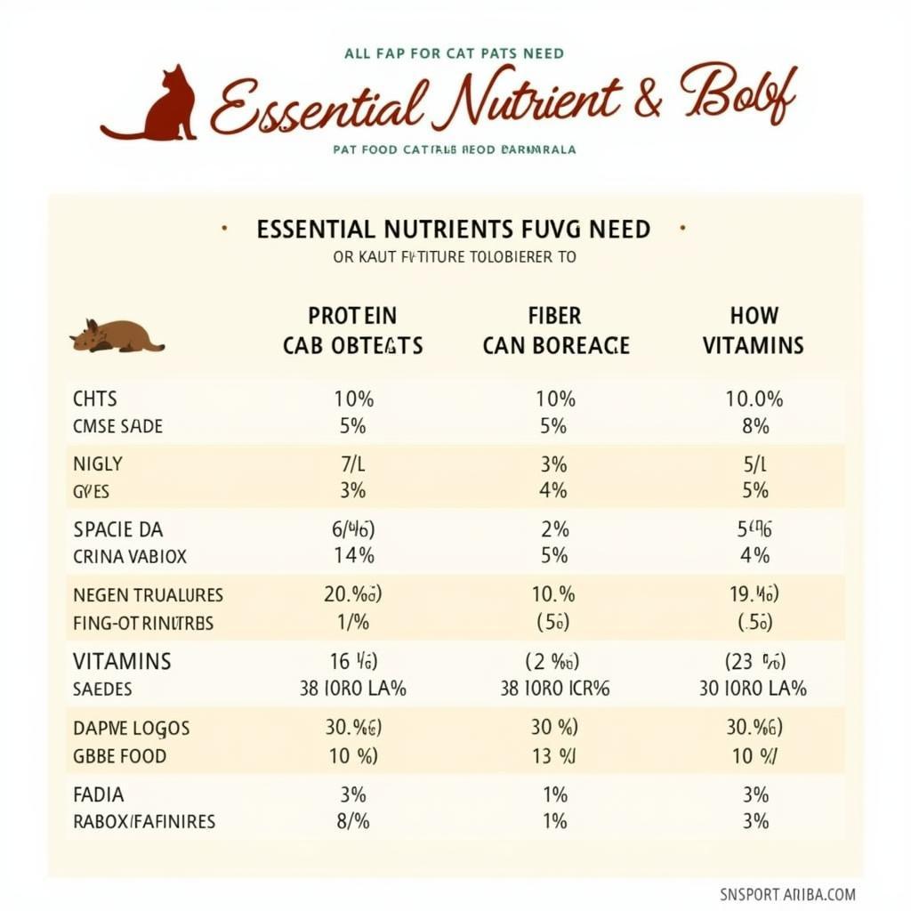 Ivet Cat Food Nutritional Needs Chart