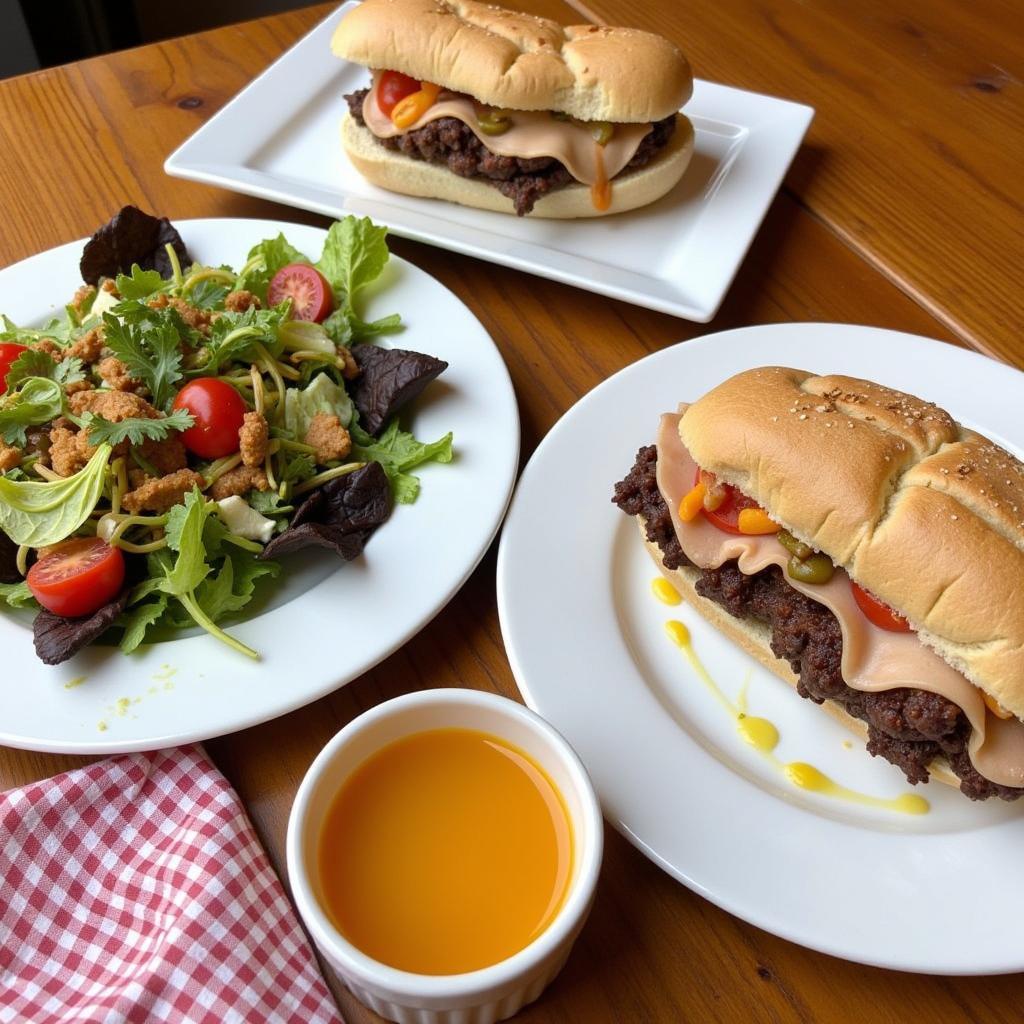 Close-up of various menu items from J&J Food Truck showcasing their diverse offerings.