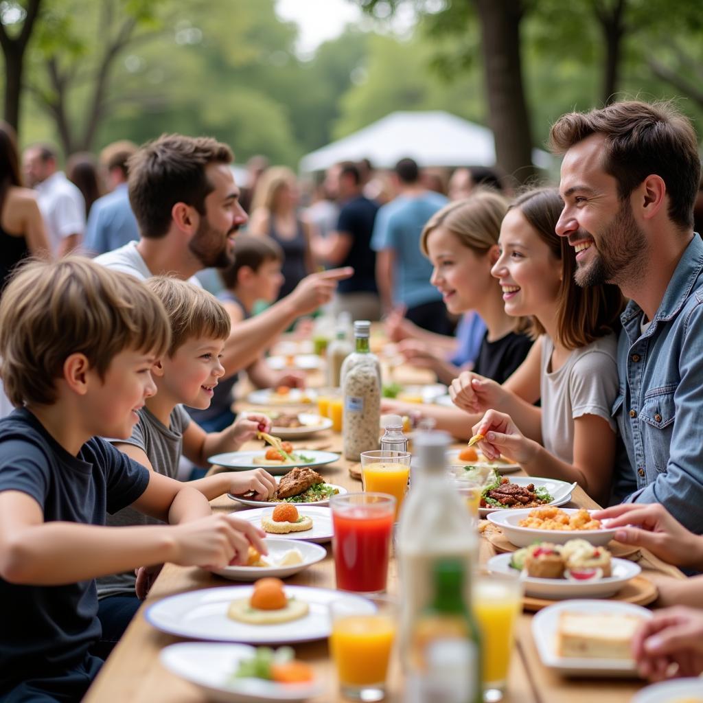 Families enjoying food and festivities at the Jewish Food Festival Montgomery, AL.