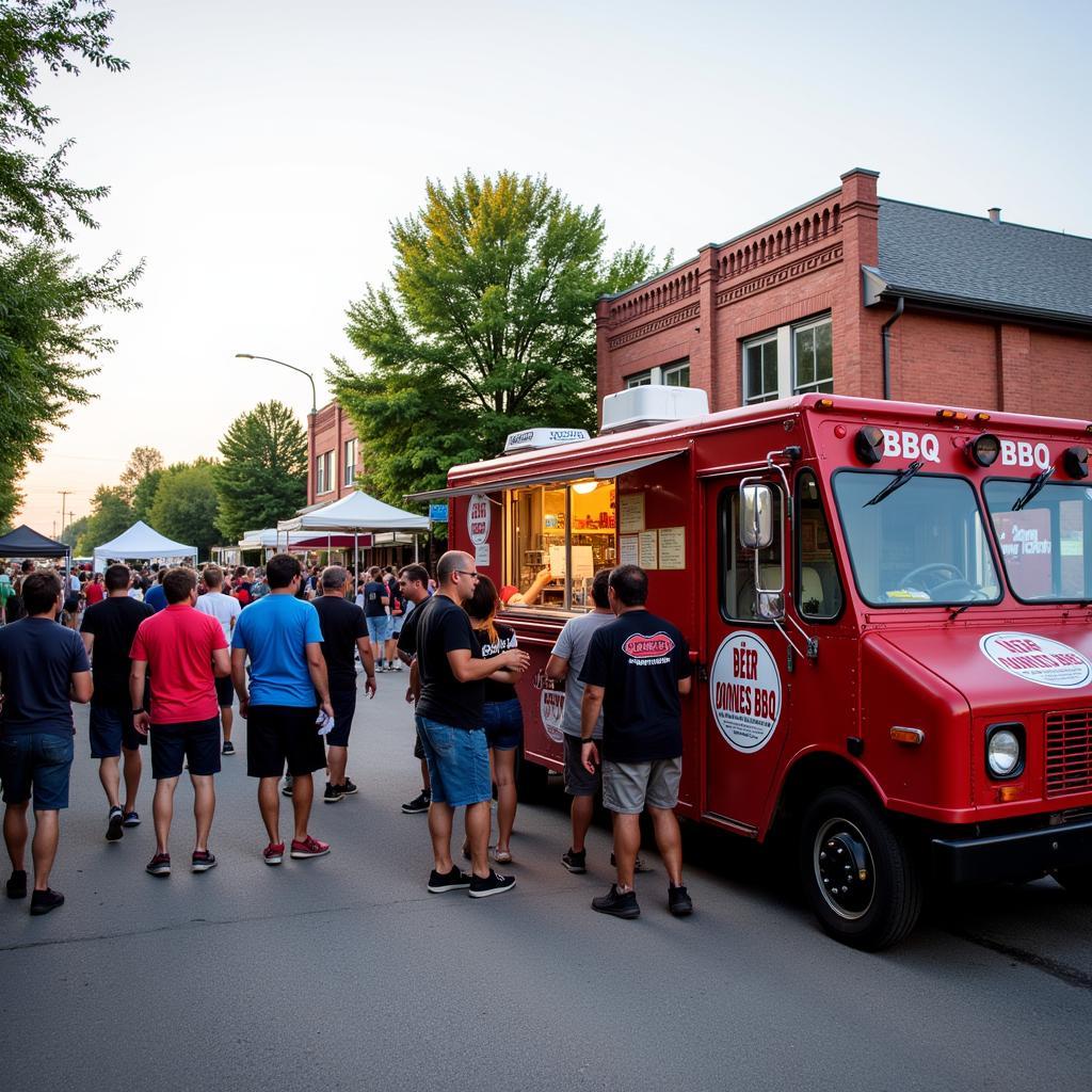 Jones BBQ Food Truck Serving Customers at a Local Event