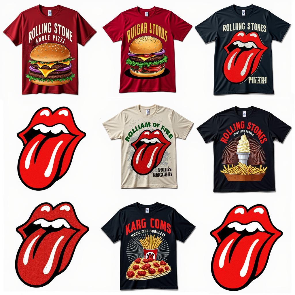 Variety of Junk Food Rolling Stones T-Shirt Designs