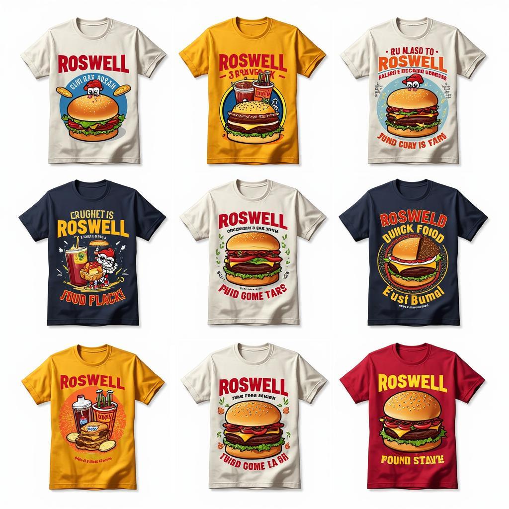 Various Junk Food Roswell Tee Designs