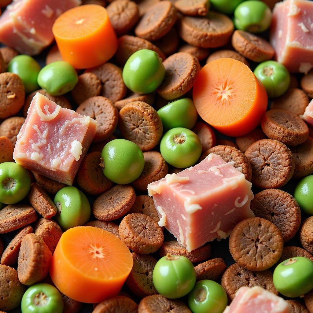 Close-up of kindly dog food ingredients