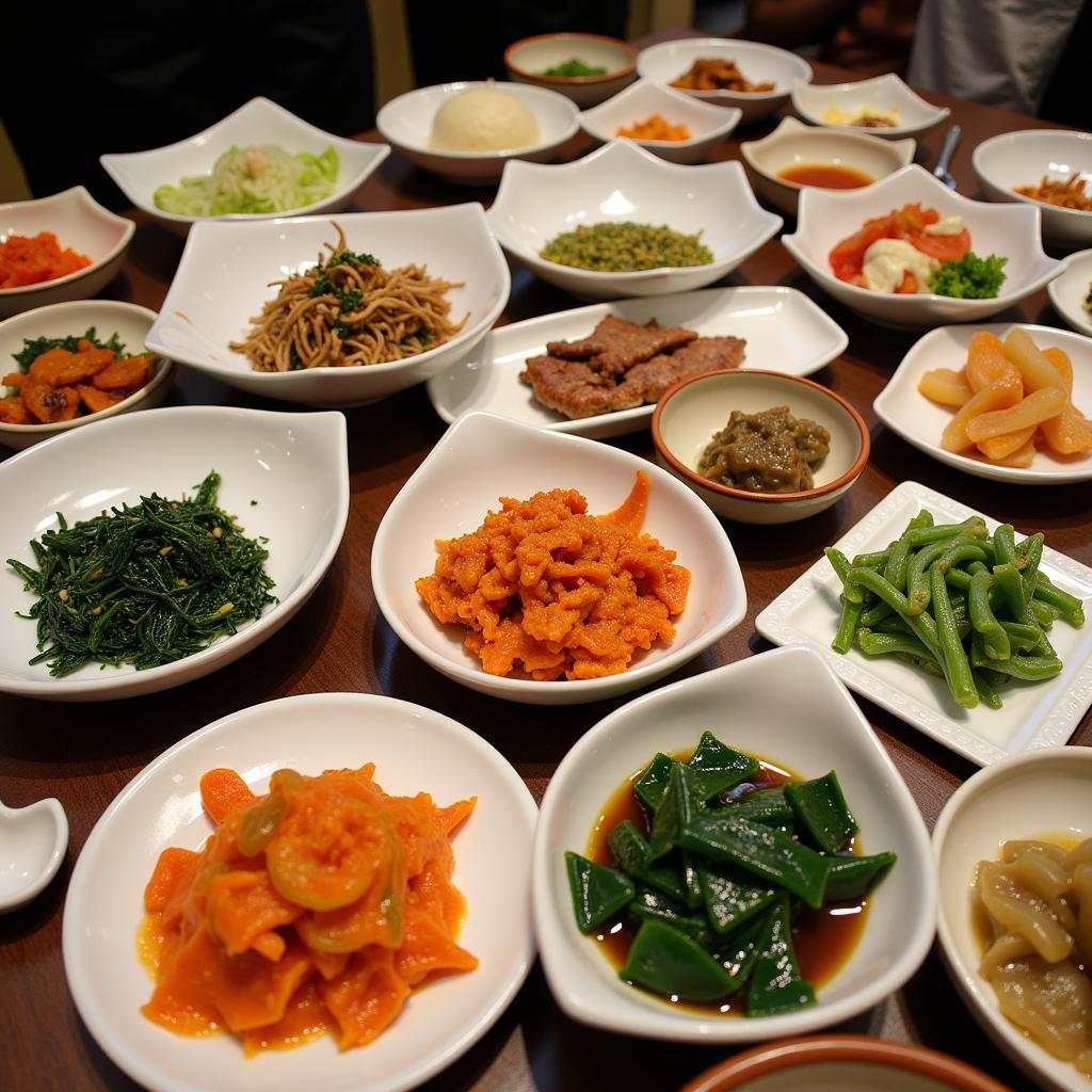 A Colorful Spread of Korean Banchan Dishes