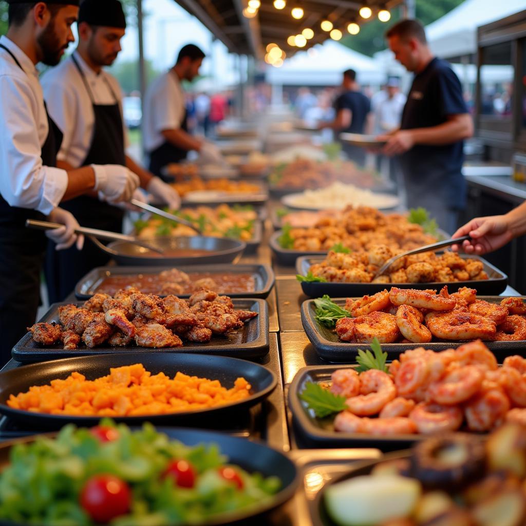 Food vendors serving up delicious dishes at a Lansing food festival