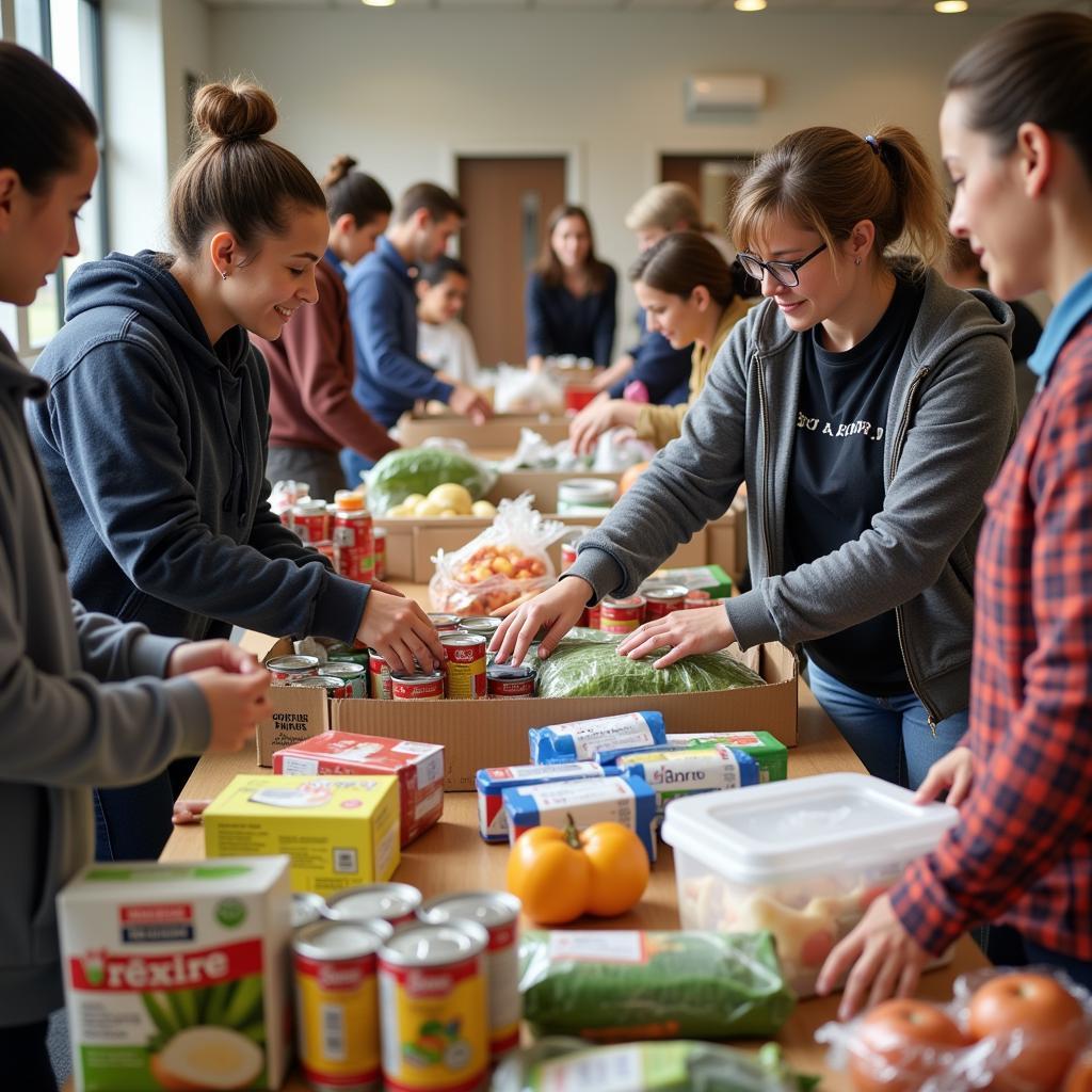 Volunteers Sorting Food Donations at Lawton Food Bank