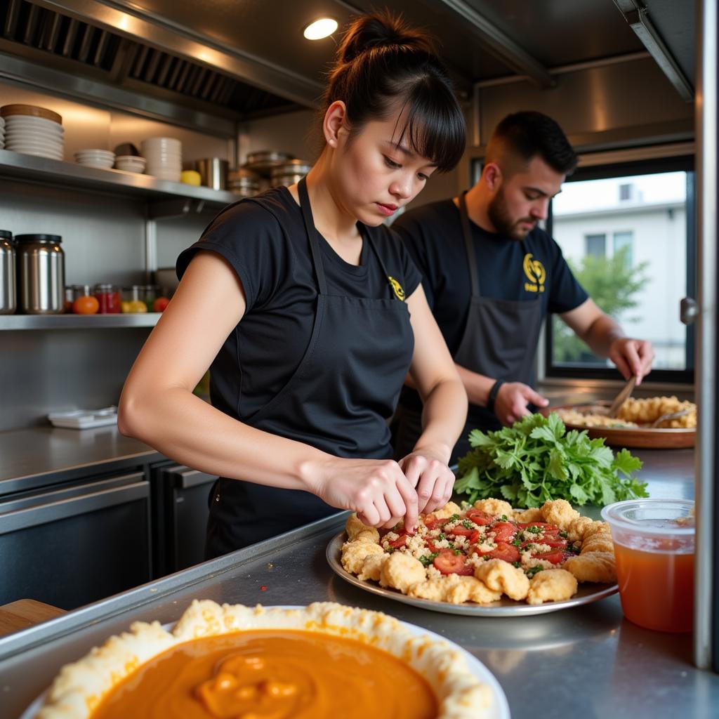 Little Nicky's Food Truck Staff Preparing Food