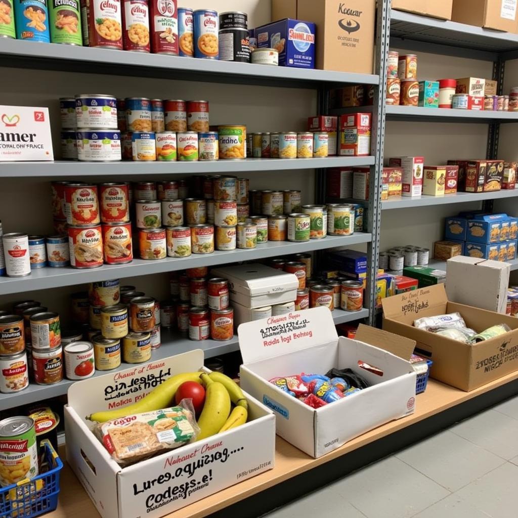 Food donations being organized at a Lodi food bank.