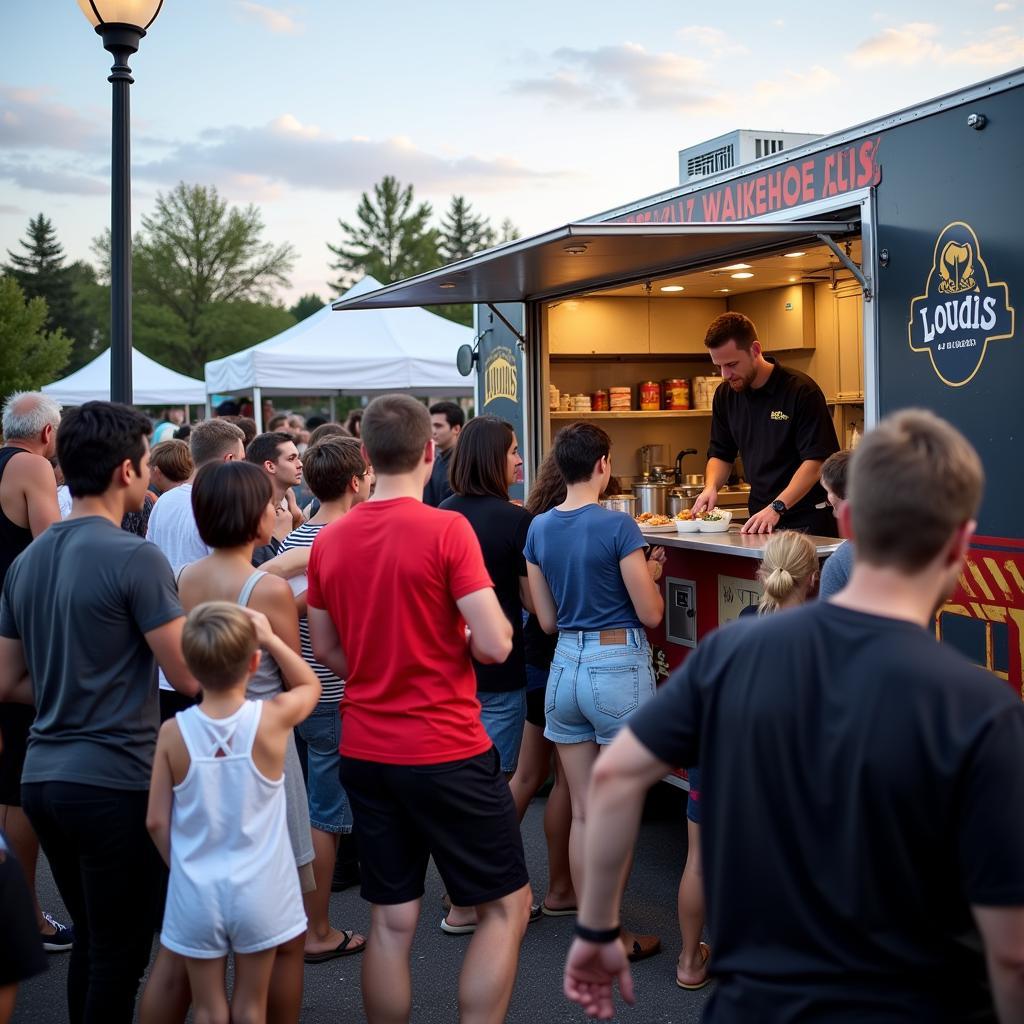 Loudis Food Truck Serving Customers at a Local Event