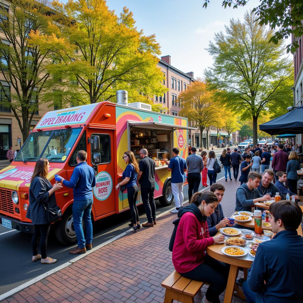 Lowell food truck lunch crowd