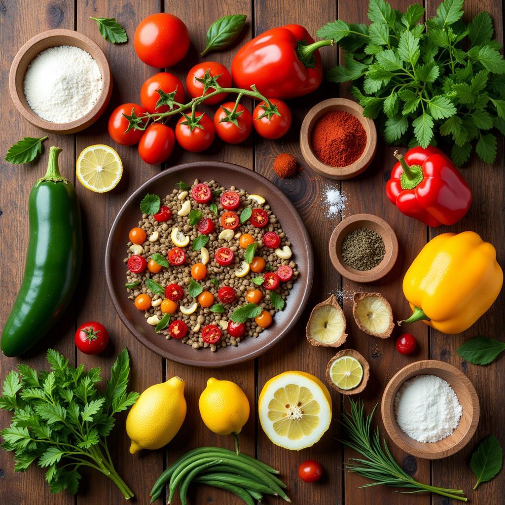 Fresh ingredients for preparing mano food.