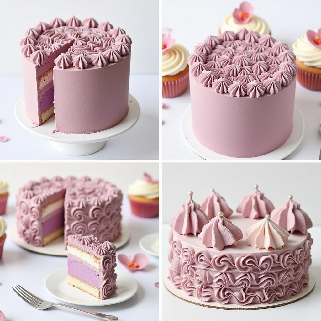 Mauve Decorated Cakes and Cupcakes