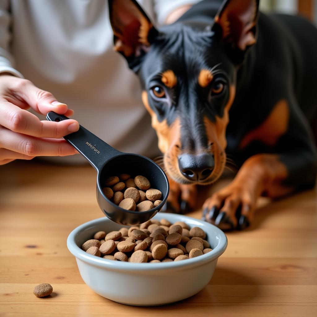 Measuring Doberman food portions