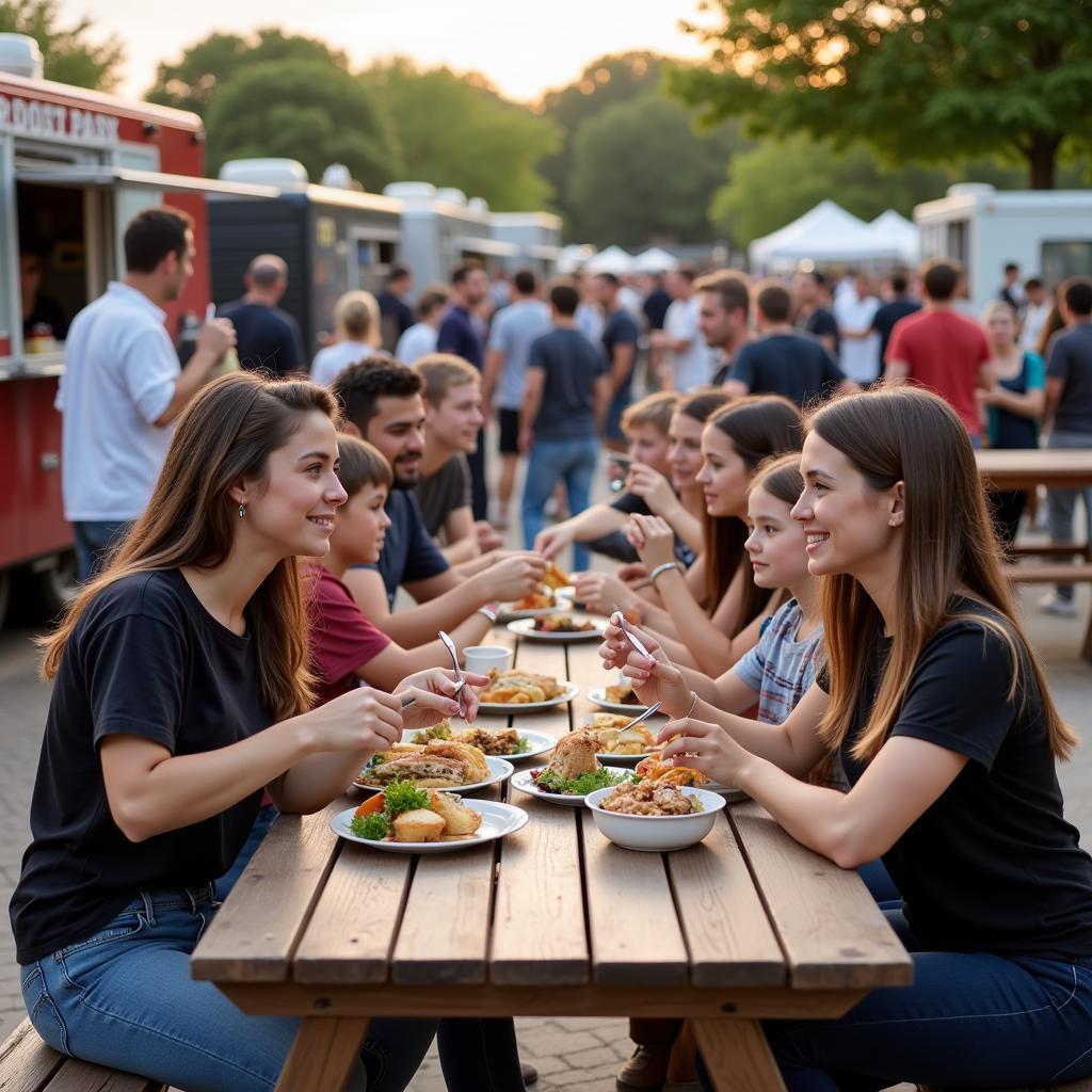 People Gathering at a Midland Food Truck Park