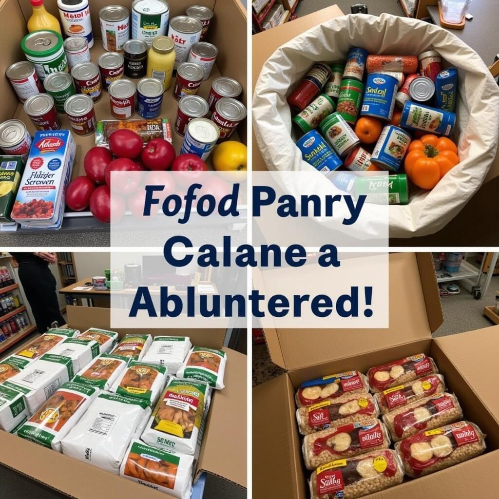 Various food donations being sorted and organized at the Milford Food Pantry.