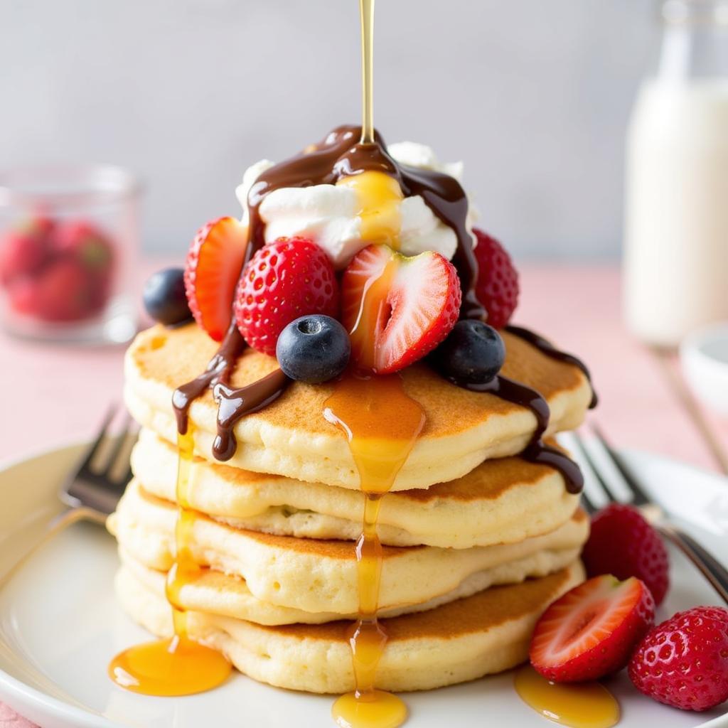 Mochi Pancakes with Various Toppings