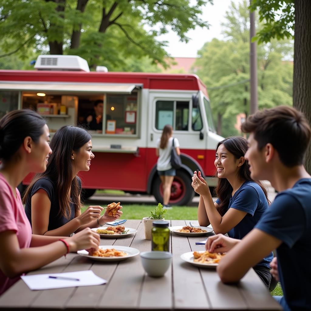 MUSC Students Enjoying Food Truck Lunch