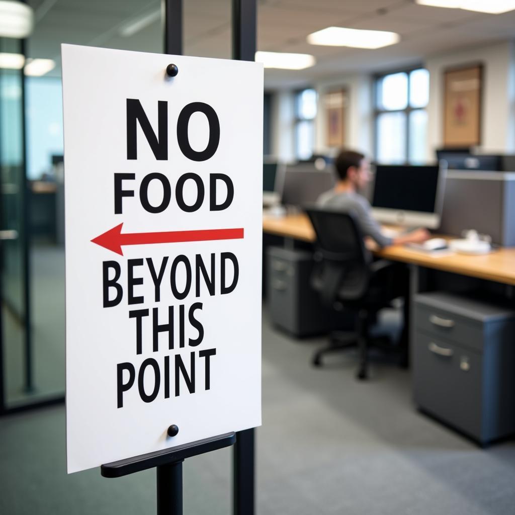 No Food Beyond This Point Sign in an Office Setting