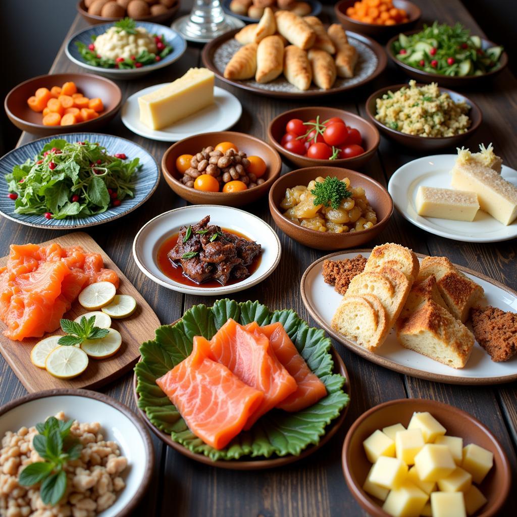 A Delicious Nordic Smorgasbord with a Variety of Dishes