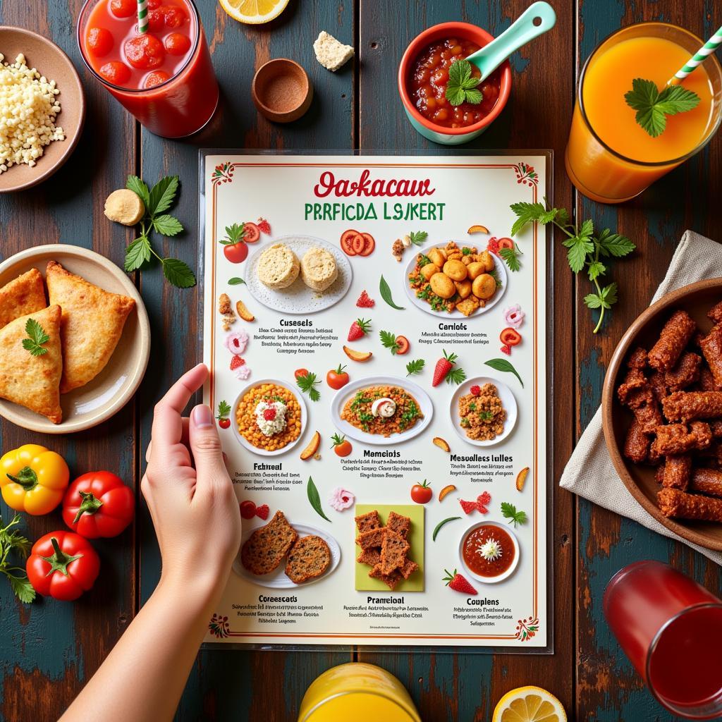 Variety of Oaxaca Dishes on a Menu