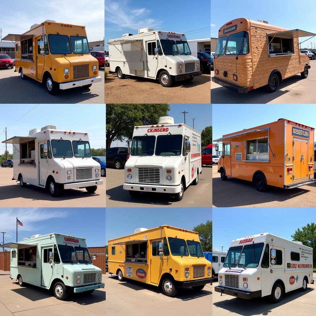 Food trucks for sale in various locations across Oklahoma, showcasing different sizes, styles, and cuisines.