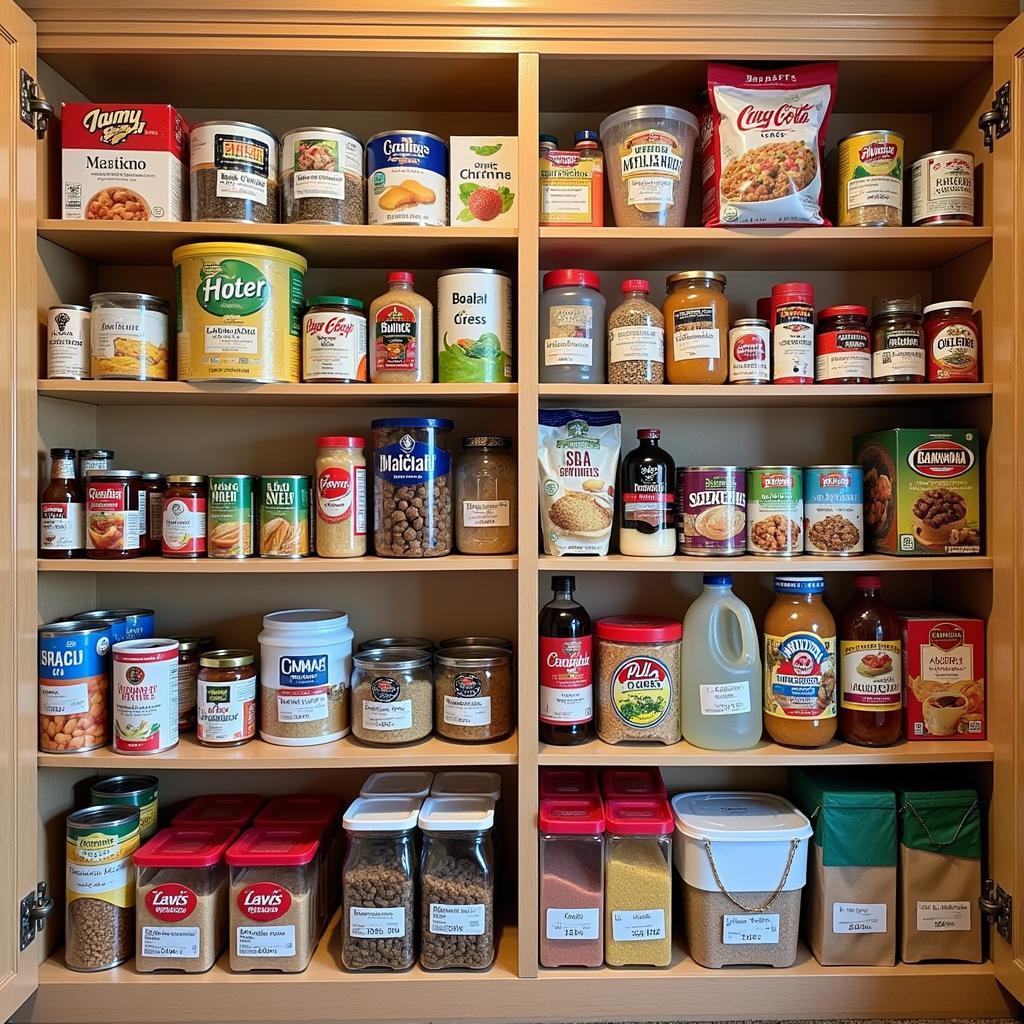 Well-Organized Pantry with One Year Food Supply