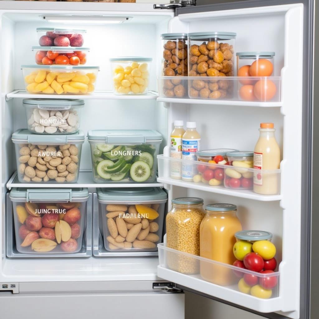 Organized Fridge with Personalized Containers