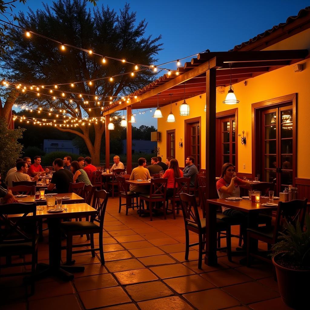 Ambient Lighting Creating a Warm Atmosphere at a Mexican Restaurant Patio