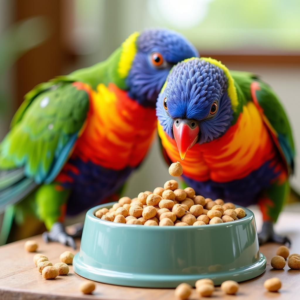 Parrot Enjoying Psittacus Pellets