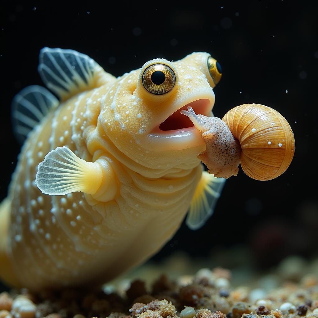 Pea Puffer Fish Consuming a Snail