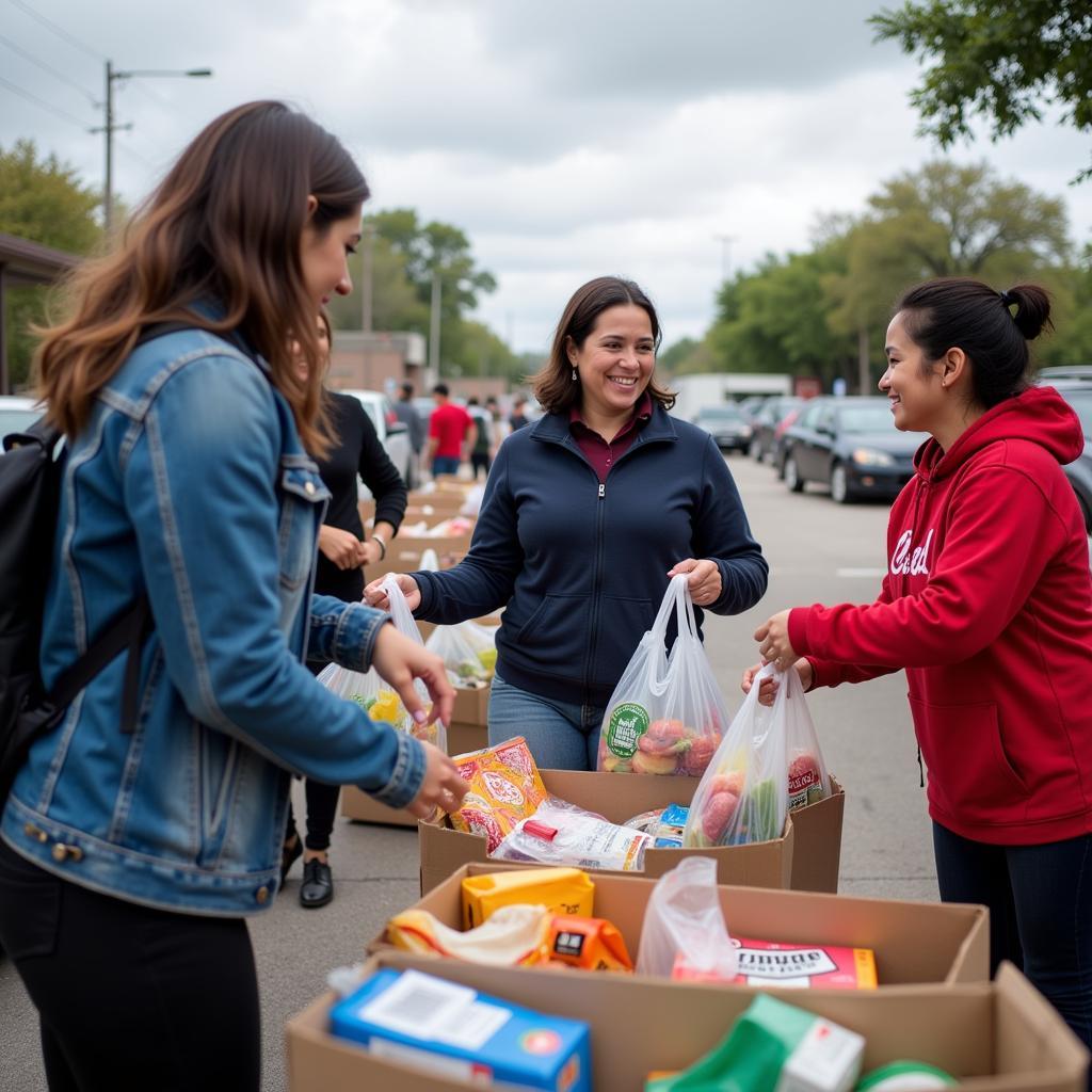 Food distribution at a Pearland food bank