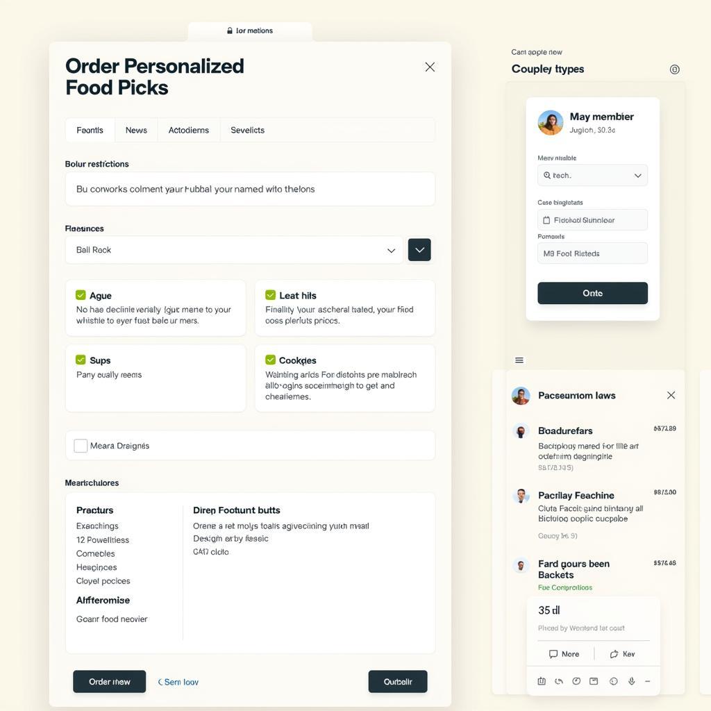 A screenshot of a website or app interface for ordering personalized food picks.