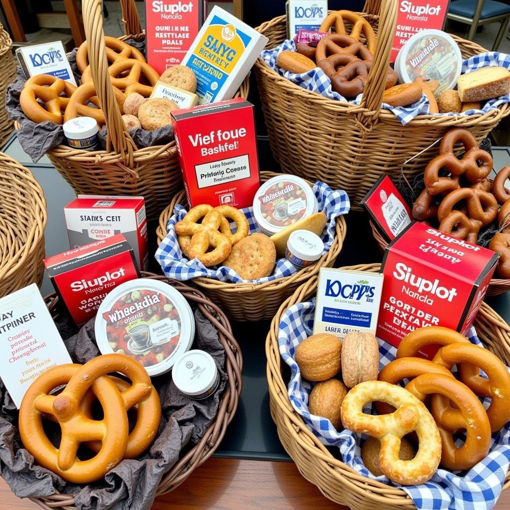 An assortment of Philadelphia food baskets gifts, showcasing various local delicacies and treats.