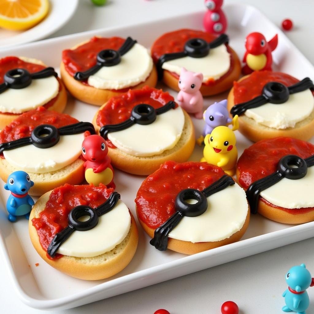 Pokeball Pizza Bagels for a Pokemon Party