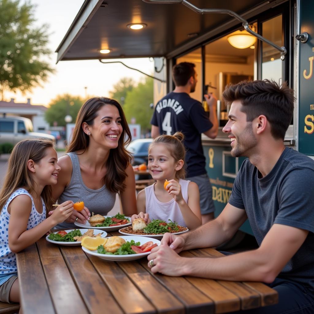 Family Enjoying Food Truck Meal