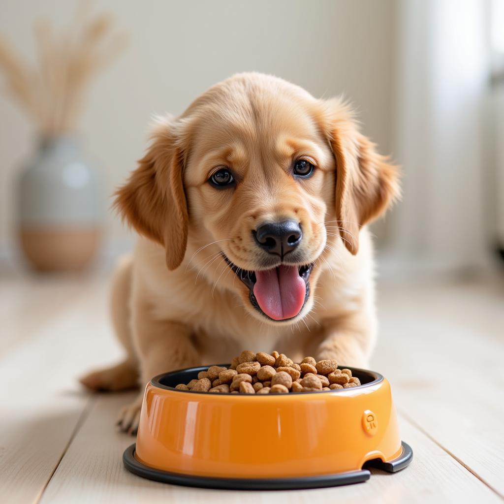 Happy Puppy Enjoying Diamond Food